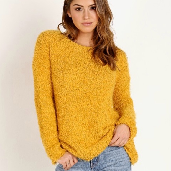 BB Dakota Debra Boucle Yarn Sweater Royalty Yellow - Picture 1 of 4